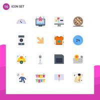 Pack of 16 creative Flat Colors of audio pie coding dessert baking Editable Pack of Creative Vector Design Elements
