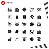 Universal Icon Symbols Group of 25 Modern Solid Glyphs of dough bake connection settings hierarchy Editable Vector Design Elements