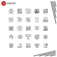 Editable Vector Line Pack of 25 Simple Lines of money computer files system error Editable Vector Design Elements