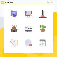 9 Creative Icons Modern Signs and Symbols of computer cube secure school building Editable Vector Design Elements