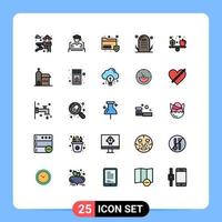 25 User Interface Filled line Flat Color Pack of modern Signs and Symbols of diet halloween folder grave death Editable Vector Design Elements