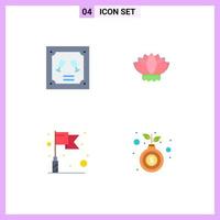 Pack of 4 Modern Flat Icons Signs and Symbols for Web Print Media such as card target letter chinese hand Editable Vector Design Elements