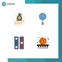 4 User Interface Flat Icon Pack of modern Signs and Symbols of business document management building ball Editable Vector Design Elements