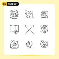 9 Universal Outline Signs Symbols of furniture map mortarboard edit search Editable Vector Design Elements