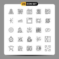 25 Black Icon Pack Outline Symbols Signs for Responsive designs on white background 25 Icons Set Creative Black Icon vector background