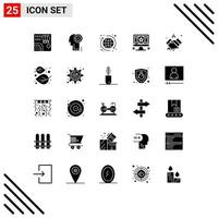 Set of 25 Modern UI Icons Symbols Signs for agreement graphic head design world Editable Vector Design Elements