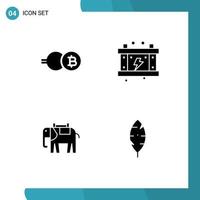 Mobile Interface Solid Glyph Set of Pictograms of eb coin animal crypto currency power indian Editable Vector Design Elements