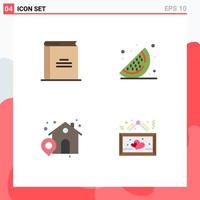 User Interface Pack of 4 Basic Flat Icons of book house open book fruits board Editable Vector Design Elements