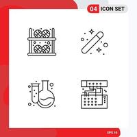 4 Thematic Vector Filledline Flat Colors and Editable Symbols of ball graphical player design chemistry Editable Vector Design Elements