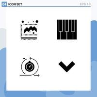 Set of 4 Commercial Solid Glyphs pack for diagram development statistics piano iteration Editable Vector Design Elements