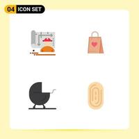 Pack of 4 Modern Flat Icons Signs and Symbols for Web Print Media such as architecture buggy engineer gift pram Editable Vector Design Elements