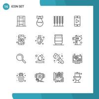 Modern Set of 16 Outlines Pictograph of security investment cereal banking play Editable Vector Design Elements