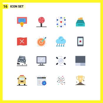 Flat Color Pack of 16 Universal Symbols of storage database connection data accounting Editable Pack of Creative Vector Design Elements
