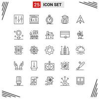 25 Icons Line Style Grid Based Creative Outline Symbols for Website Design Simple Line Icon Signs Isolated on White Background 25 Icon Set Creative Black Icon vector background