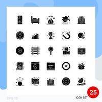 25 Universal Solid Glyphs Set for Web and Mobile Applications video learning lab green education green Editable Vector Design Elements