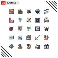 User Interface Pack of 25 Basic Filled line Flat Colors of cross close money delete travel Editable Vector Design Elements