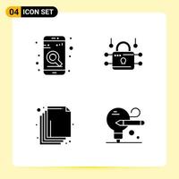 4 Creative Icons for Modern website design and responsive mobile apps 4 Glyph Symbols Signs on White Background 4 Icon Pack vector