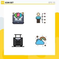 4 Creative Icons Modern Signs and Symbols of balloon man party abilities baggage Editable Vector Design Elements
