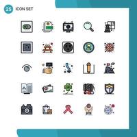 Mobile Interface Filled line Flat Color Set of 25 Pictograms of finance game medical chess search Editable Vector Design Elements