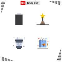 Group of 4 Modern Flat Icons Set for battery fast food achievement award performance award bag Editable Vector Design Elements