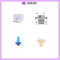 4 Universal Flat Icons Set for Web and Mobile Applications chat down write ice adornment Editable Vector Design Elements