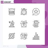 9 Creative Icons Modern Signs and Symbols of key science bubble microscope star Editable Vector Design Elements