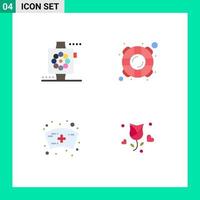 Pack of 4 creative Flat Icons of apple medical watch saver rose Editable Vector Design Elements