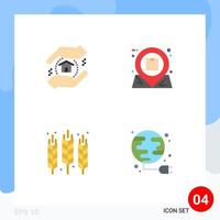 Group of 4 Modern Flat Icons Set for appraisal crop location inbox gluten Editable Vector Design Elements