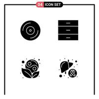 Set of 4 Vector Solid Glyphs on Grid for cd yin cabinet interior cancer Editable Vector Design Elements