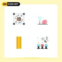 Editable Vector Line Pack of 4 Simple Flat Icons of mind education brain egg school Editable Vector Design Elements