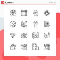 Universal Icon Symbols Group of 16 Modern Outlines of checklist ball hand education pencil Editable Vector Design Elements