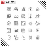 Group of 25 Modern Lines Set for cloud package tool optimization box Editable Vector Design Elements