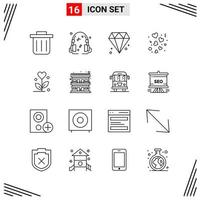 16 iconos estilo de línea basados en cuadrícula símbolos de esquema creativos para el diseño de sitios web signos de icono de línea simple aislados en fondo blanco 16 conjunto de iconos fondo de vector de icono negro creativo