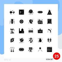 conjunto de 25 iconos de interfaz de usuario modernos signos de símbolos para elementos de diseño de vector editables de cinturón de hombre de corazón de campamento de wigwam