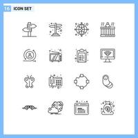 16 Universal Outline Signs Symbols of returning spa arrow relax hot Editable Vector Design Elements
