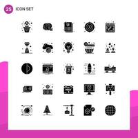 Modern Set of 25 Solid Glyphs and symbols such as web comment email blog goals Editable Vector Design Elements