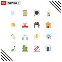 Group of 16 Flat Colors Signs and Symbols for cup achievement dollar subwoofer electronics Editable Pack of Creative Vector Design Elements