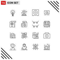 paquete de iconos de vector de stock de 16 signos y símbolos de línea para productos de música de trabajador de audio fuerte elementos de diseño de vector editables