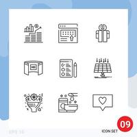 Modern Set of 9 Outlines and symbols such as hd screen page display human Editable Vector Design Elements