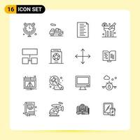 paquete de iconos de vector de stock de 16 signos y símbolos de línea para elementos de diseño de vector editable de comida de mapa de sitio html de estructura de vestuario