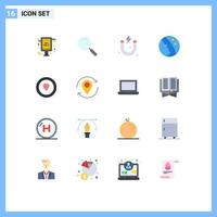 16 Flat Color concept for Websites Mobile and Apps circle love attraction skin care dry skin Editable Pack of Creative Vector Design Elements