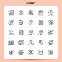 OutLine 25 Strategy Icon set Vector Line Style Design Black Icons Set Linear pictogram pack Web and Mobile Business ideas design Vector Illustration