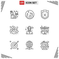 9 Icons Line Style Grid Based Creative Outline Symbols for Website Design Simple Line Icon Signs Isolated on White Background 9 Icon Set vector