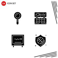 Collection of 4 Vector Icons in solid style Pixle Perfect Glyph Symbols for Web and Mobile Solid Icon Signs on White Background 4 Icons