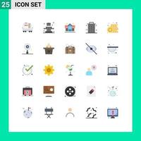 25 Universal Flat Color Signs Symbols of dollar coin friendly office business Editable Vector Design Elements