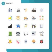 Pictogram Set of 25 Simple Flat Colors of preparatory college iot building head Editable Vector Design Elements