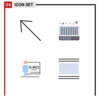 4 Thematic Vector Flat Icons and Editable Symbols of arrow room mixer classroom flow Editable Vector Design Elements