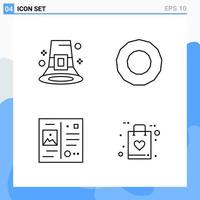 Modern 4 Line style icons Outline Symbols for general use Creative Line Icon Sign Isolated on White Background 4 Icons Pack vector