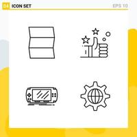 Collection of 4 Universal Line Icons Icon Set for Web and Mobile vector