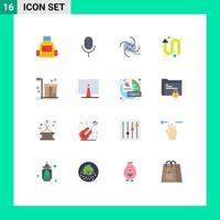 Mobile Interface Flat Color Set of 16 Pictograms of cart left up cosmos up arrow Editable Pack of Creative Vector Design Elements